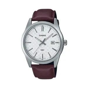 카시오 MTP-VD03L-5A 라운드 남성 가죽 아날로그 시계