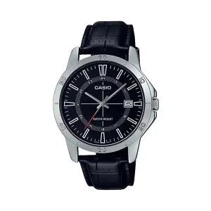 카시오 MTP-V004L-1C 클래식 라운드 남성 가죽 아날로그 시계