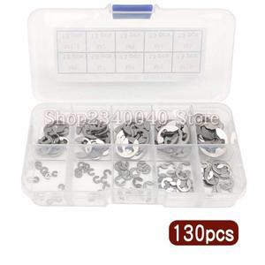 130pcs 304 스테인레스 스틸 샤프트 외부 고정 링 E 패스너 용 클립 와셔 어소트먼트 키트 1.5-10mm 서