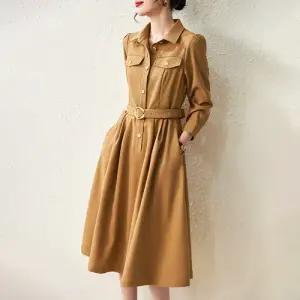 여친 원피스 조임 A라인 칼라넥 정장 스타일 MF1