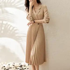 여사친 롱 오피스룩 셔링 정장원피스 자미 슬림 햅번풍 MF1