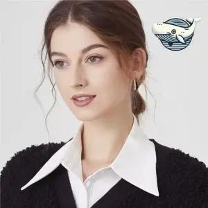 우아한 쉬폰 레이어드 카라 블라우스 페이크 반목 터틀넥