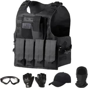 남성용 아인혼 전술 조끼 세트 - 에어소프트 페인트볼 장비 및 장비(블랙)
