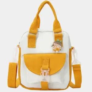 유행 중학생 패션 메신저백 작은 손가방 노란색 가방