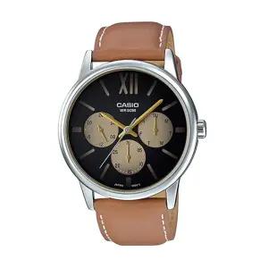 카시오 MTP-E312L-5B 남성용 아날로그 가죽 손목 시계