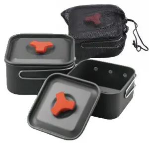 캠핑 백패킹 냄비 식기 경질 사각 코펠 세트 1.3L 0.8L 그릇