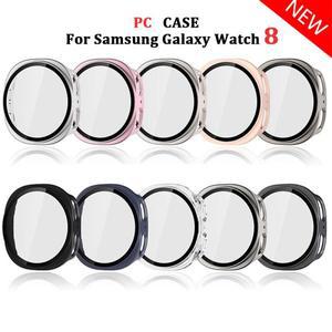 강화 유리 + 케이스 + 삼성 갤럭시 시계 8 밴드 40MM 44MM 용 스트랩 올라운드 하드 PC 범퍼 프레임 화면