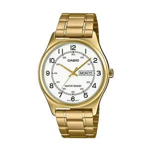 카시오 MTP-V006G-7B 남성 라운드 아날로그 메탈 손목 시계