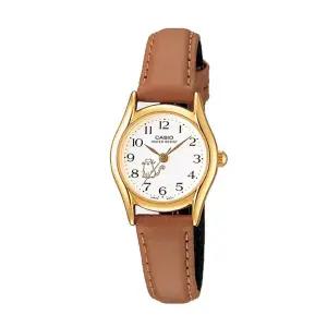 카시오 LTP-1094Q-7B8 여성 학생 클래식 가죽 손목 시계
