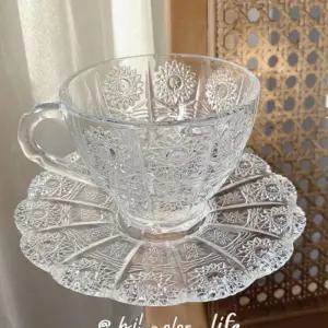 [해외] 노르딕 썬플라워커팅 유리찻잔 6세트