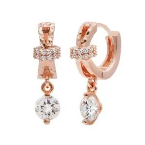 골드핀귀걸이 14K 로즈골드 금침 큐빅 드롭 원터치 귀걸이 링귀걸이