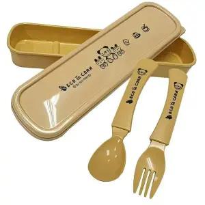 옥수수 유아용 식기 스푼 포크 수저통 케이스 세트 이유식