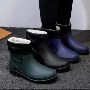 [RIZPICK]남성용 기모 안감 레인부츠 미들 장화 겨울 작업화 방한 부츠