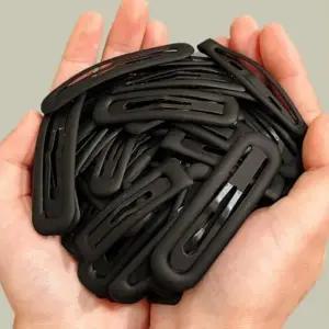 [하프클럽/]여성 무광 블랙 심플 일상용 똑딱이 헤어핀 세트