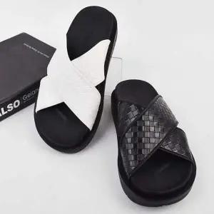 [RIZPICK]엑스 스트랩 남성 슬리퍼 푹신한 쿠션 굽있는 여름 신발 샌들