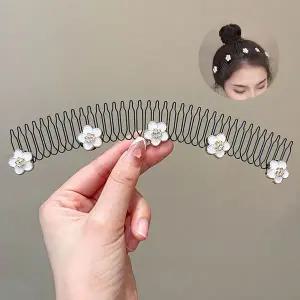 화이트 플라워 잔머리 고정 헤어핀