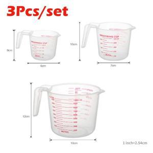 3pcs 1000/500/250ml 베이킹 액체 측정 컵 PVC 스케일 플라스틱 볼륨 비커 주방 도구