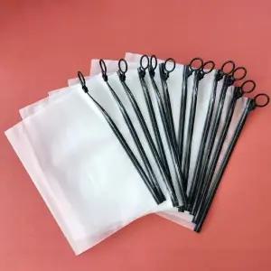 [콩심팥심]반투명 블랙 링 지퍼백 25cmx17cm