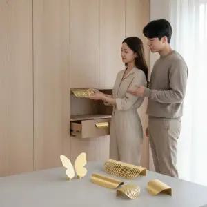 골드 황동 가구 손잡이 싱크대 서랍 옷장 신발장 60mm