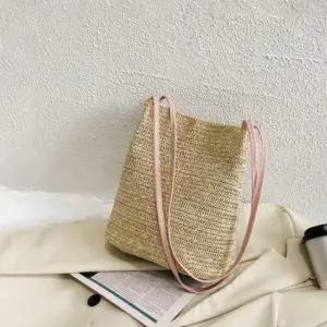 3컬러 여성 여름 라탄백 숄더백 밀짚 롱핸들 휴양지