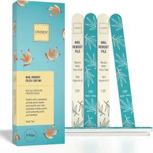 온천 시크릿 일본 네일 파일 - 전문가용 6팩 양면 내추럴 및 아크릴 120/180 그릿 일회용 살롱 스무스