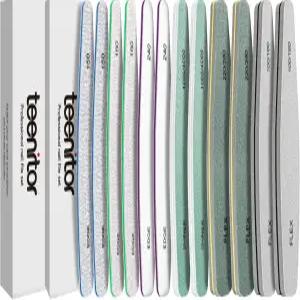 Teenitor 12pcs 네일 파일 및 버퍼 여성용 블록 네일용 에머리 보드 샤인 키트 100/180 그릿 천연