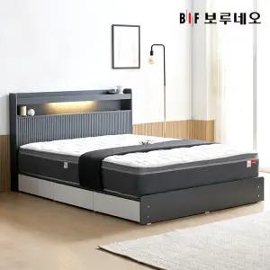 [한정특가]앳홈 스팅 템바보드 LED 서랍형 침대 Q-쟈가드독립매트리스