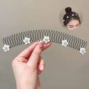 화이트 플라워 잔머리 고정 헤어핀