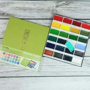 쿠레타케 FT55GC55 지그 수채화 고체물감 Gansai Tambi 24색