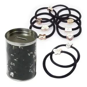 골드메달 헤어끈 고무줄 머리 묶기 헤어 밴드 검정 60P