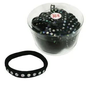 반짝다이아 헤어끈 머리끈 헤어 밴드 납작 검정고무줄 30P