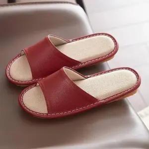 [라일리] Rly 린넨 남성 실내화 여성 가죽 사계절 슬리퍼 거실