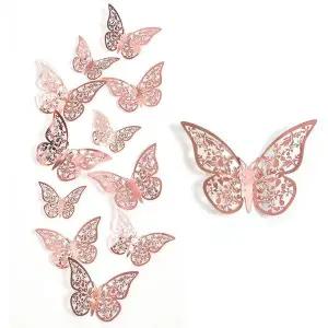 DIY 나비 데코 세트 12개입 로즈골드 파티용품 장식