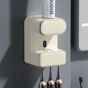 자동센서 치약 디스펜서 겸 UVC 칫솔살균기 아이보리