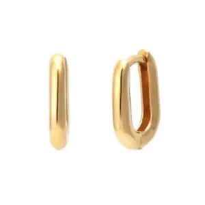 [비앤비골드] 14K 4.8mm 볼륨 타원 원터치 링 귀걸이 한쌍 PNE25158