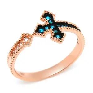 [비앤비골드] 14K 고딕 컬러스톤 십자가 종교 반지 PNR20776