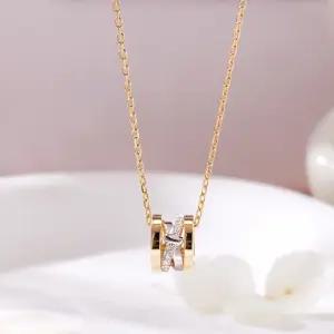 갤러리아 [비앤비골드] 14K 크로스 큐빅 더블링 체인 목걸이 MNN42435