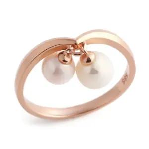 [비앤비골드] 14K V 진주 딸랑이 흰진주 반지 DNR32362