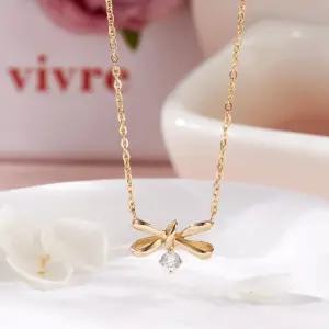 갤러리아 [비앤비골드] 18K 쁘띠 매듭 리본 큐빅볼 체인 목걸이 MNN42427