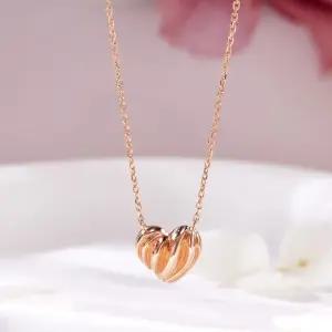 갤러리아 [비앤비골드] 18K 볼륨 통통 라인 하트 체인 목걸이 MNN42431