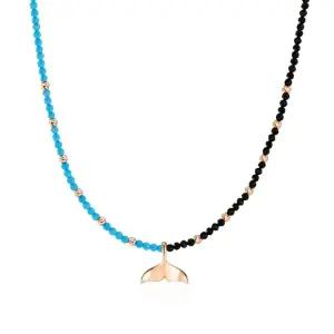 [비앤비골드] 14K 고래꼬리 컷팅볼 터키석 하프 목걸이 SNN41124