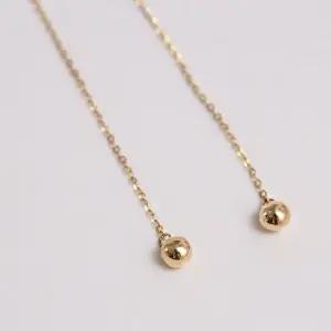 [비앤비골드] 14K 구원형 롱 체인 귀걸이 한쌍 BNE3033