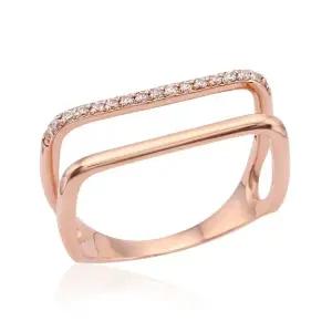 [비앤비골드] 14K 각진 큐빅 레이어드 스틱 두줄 반지 RSS38475