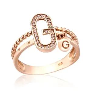 [비앤비골드] 14K 고딕G 큐빅 꼬임 언발 두줄 반지 SRS38748