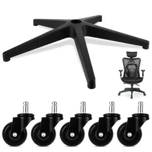 YAYODS 28인치 대형 사무실 의자 베이스 교체용 바퀴(5개 세트) 책상 범용 실린더 및 캐스터 소켓