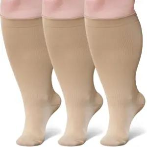 넓은 종아리 압박 양말 남성 여성용 플러스 사이즈 스타킹 - 임신 중인 여행 간호사를 위한 초대형