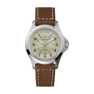 [신세계라이브쇼핑]해밀턴 H64455523 카키 필드 킹 오토 남성 가죽 시계