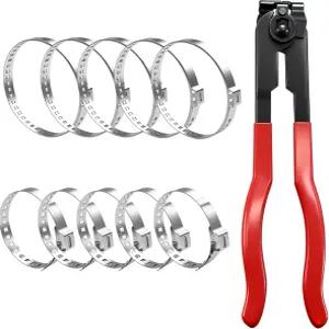 CV 부트 클램프 플라이어 10PCS 304 스테인리스 스틸 크림프 밴드 5PCS 소형 및 대형 범용 조절식 드라이브
