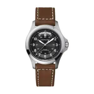 [신세계라이브쇼핑]해밀턴 H64455533 카키 필드 킹 오토 남성 가죽 시계