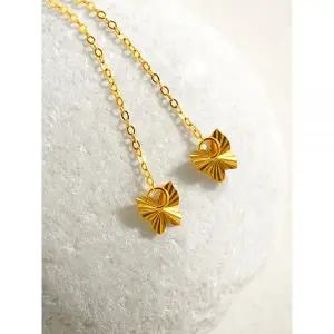 오벨리 24K 순금 썬라잇 나비 컷팅 롱 드롭 레이어드 체인 미니 귀걸이